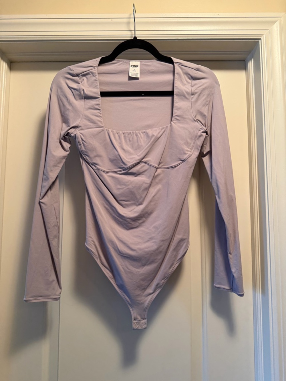 PINK Victoria's Secret Lavender Long-Sleeve Square Neck Bodysuit